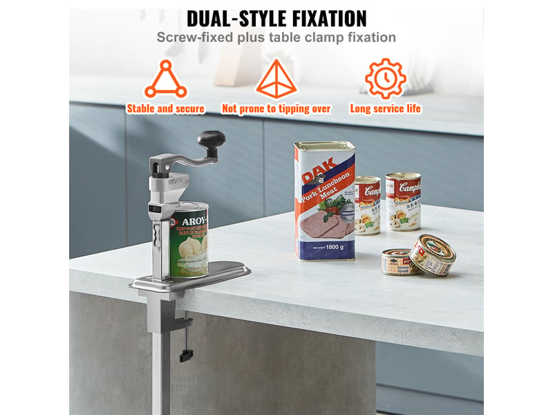  Vevor ouvre-boîte manuel de table robuste canettes 30 cm fixé par vis et pince  - Conforama D