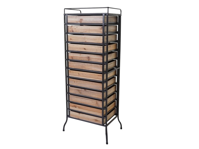  Commode de rangement industrielle 129 x 55 x 38 cm avec 12 tiroirs décorative en métal noir 04_0011314  - Conforama E