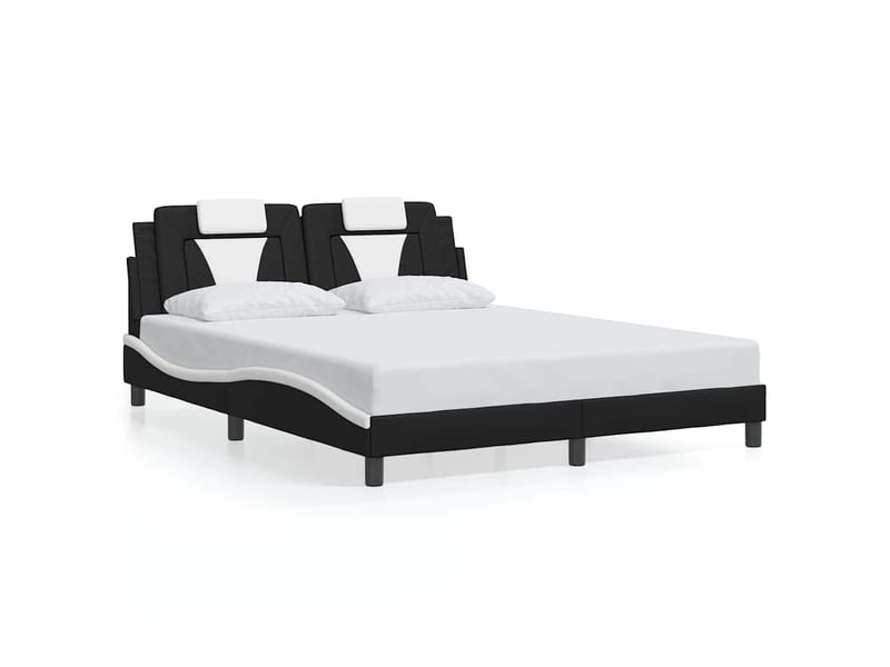  Lit double- lit adulte -  cadre de lit viana sans matelas noir et blanc 160x200 cm similicuir  - Conforama A