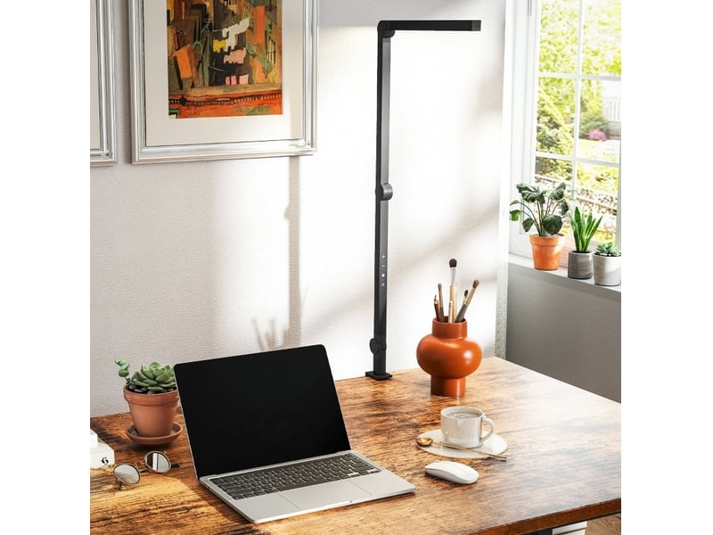  Lampe de bureau led 121,5x3,8x5,5 cm 96 led réglables métal noir  - Conforama B