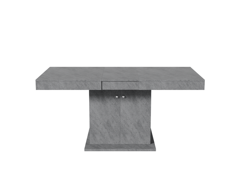  Table extensible, 140-180x80x76 cm, extension automatique et espace de rangement, panneau de particules, coloris gris  - Conforama E