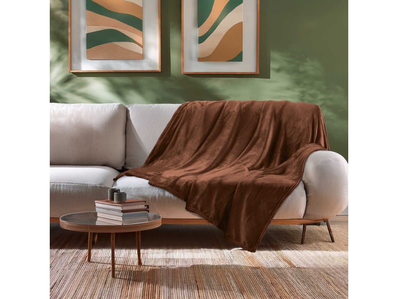  Plaid uni en flanelle flanou 180x220cm choco  - Conforama D