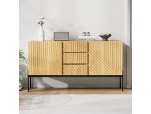 Buffet 2 porte(s) 3 tiroir(s) naturel - 140 cm coloris naturel