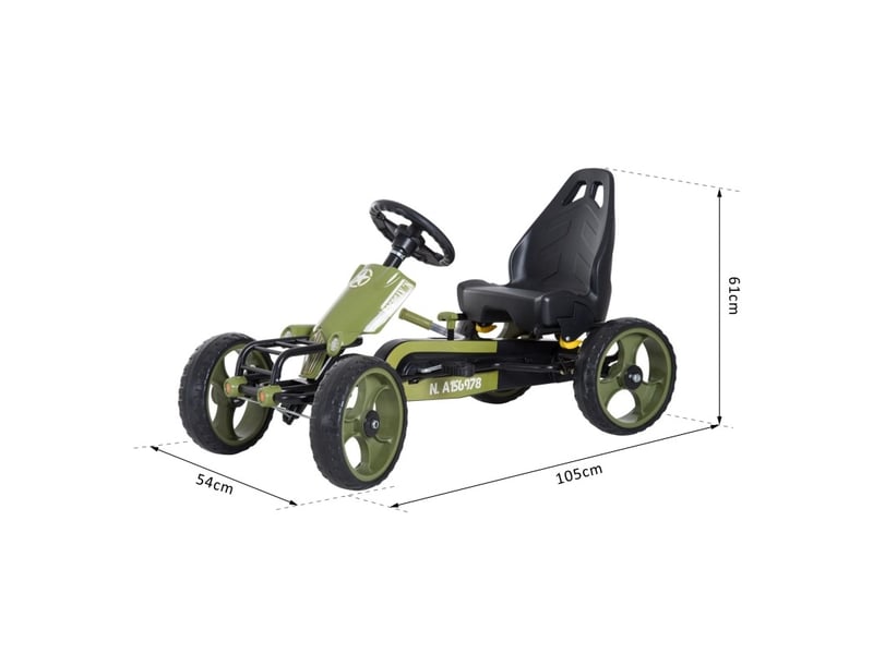  Kart à pédales enfant 105x54x61 cm siège réglable métal vert  - Conforama D