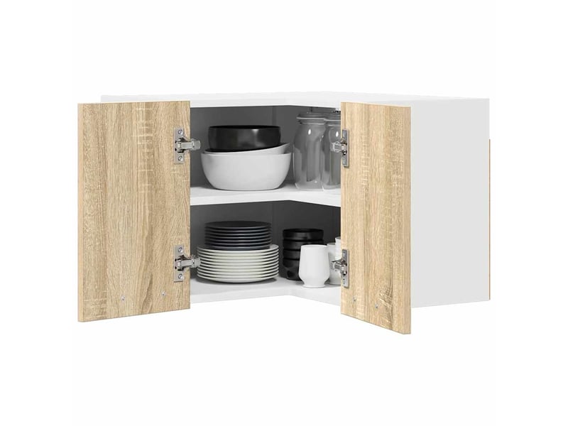  Meuble de rangement cuisine, armoire suspendue chêne sonoma et blanc 57x57x40cm  - Conforama C
