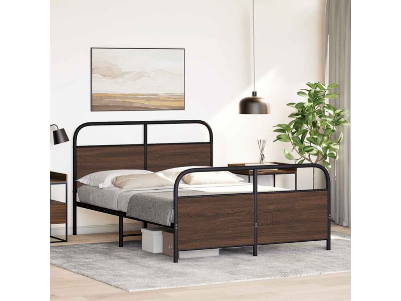 Lit double- lit adulte -  cadre de lit sans matelas 120x190 cm chêne marron  - Conforama C