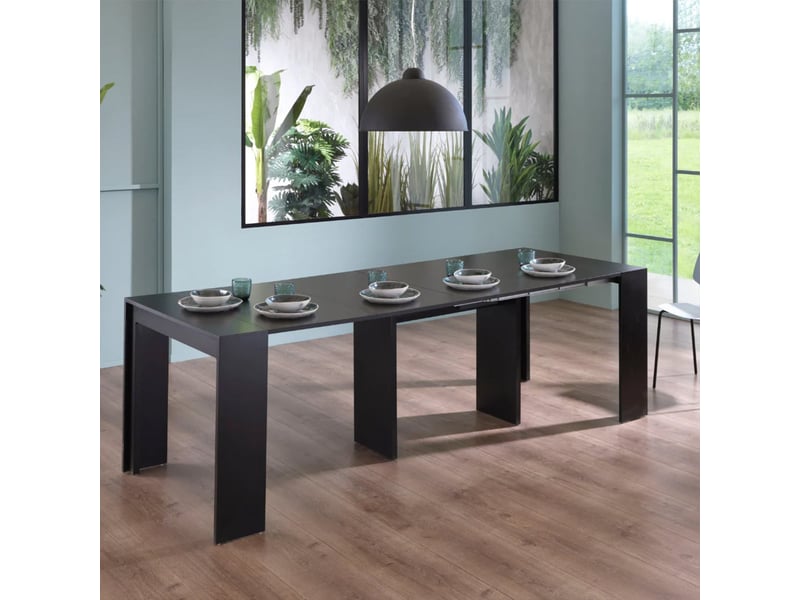 Console extensible gain de place en mdf anti-rayures, made in italy, nivara - noir  - Conforama C