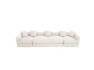 Canapé d'angle réversible convertible OKWISH  4 places Velours côtelé beige