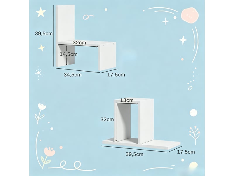  Lot de 2 étagères de bureau modulables,mdf mélaminé,blanc  - Conforama C