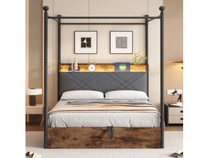 Lit baldaquin 140x190 cm coloris noir