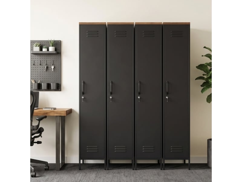  Armoire métallique industrielle à étagères réglables – noir – chambre, garage et bureau  - Conforama D