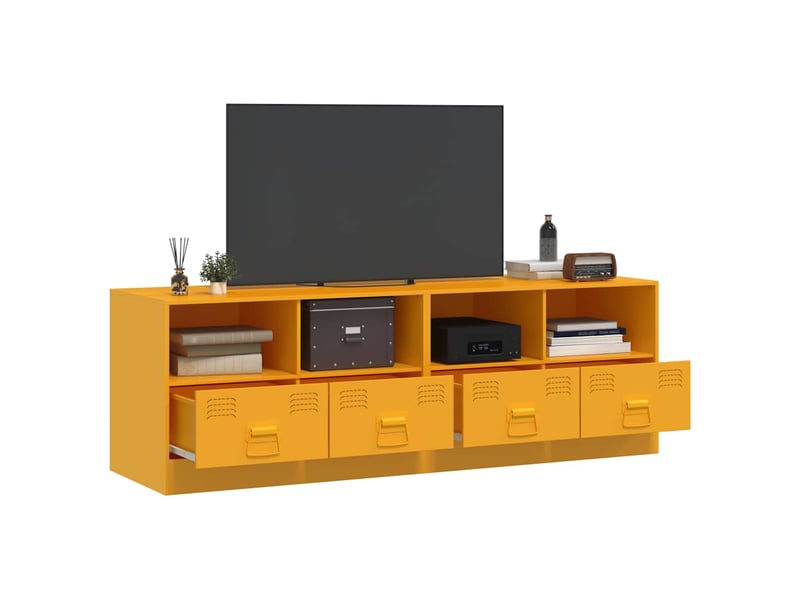  Meubles tv - banc tv - meuble de rangement 2 pcs jaune moutarde 67x39x44 cm acier  - Conforama D