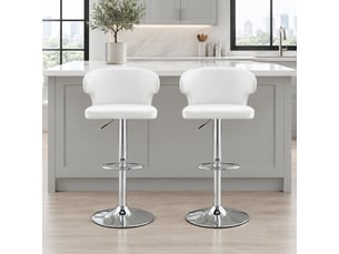 tabouret de bar assise réglable en hauteur <strong>OKWISH</strong> - blanc hauteur d'assise 61.5 cm vendu Par paire