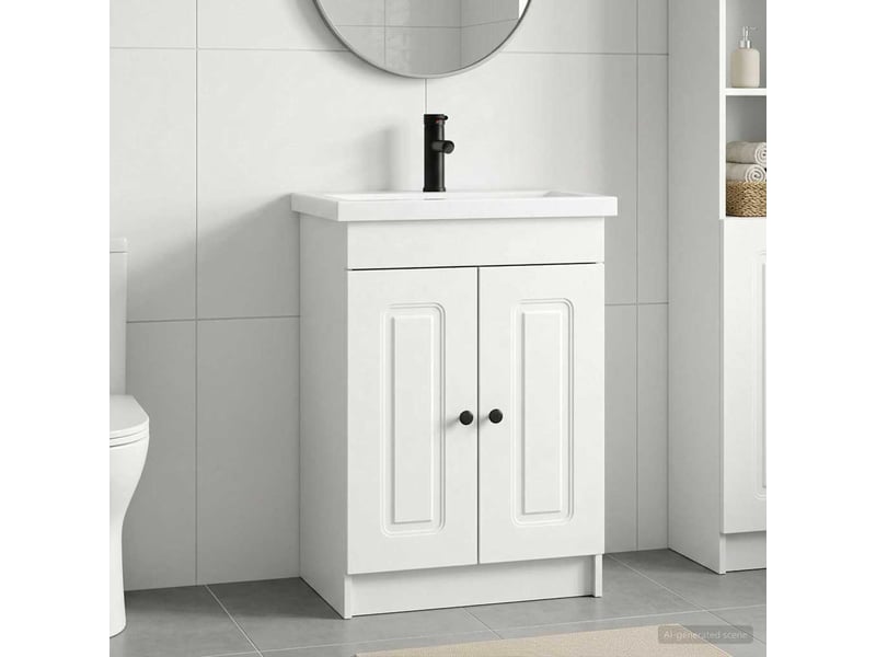 Ensemble de mobilier de salle de bain blanc 56x37.5x81 cm shl1279 - Conforama B