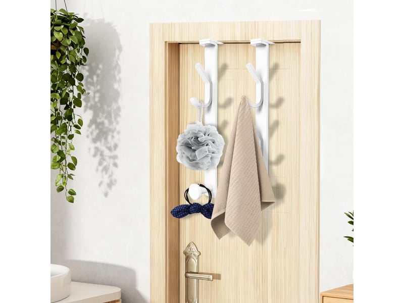  Crochets de porte 2 pièces x3 manteau sans percage, réglable 1.2-6.2 cm patère pour portes et armoire pour suspendre, blanc  - Conforama E