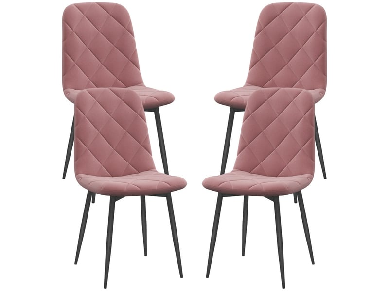  Chaises de salle à manger doret velours rembourrées rose  - Conforama A