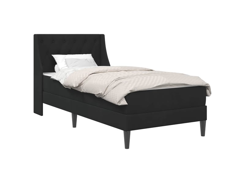 Lit simple- lit adulte -  cadre de lit avec matelas noir 100 x 200 cm velours  - Conforama A