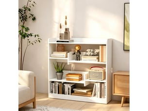 Bibliotheque coloris blanc 4 étagère(s) <strong>MEULVA</strong> <strong></strong> - 90 cm x 91 cm