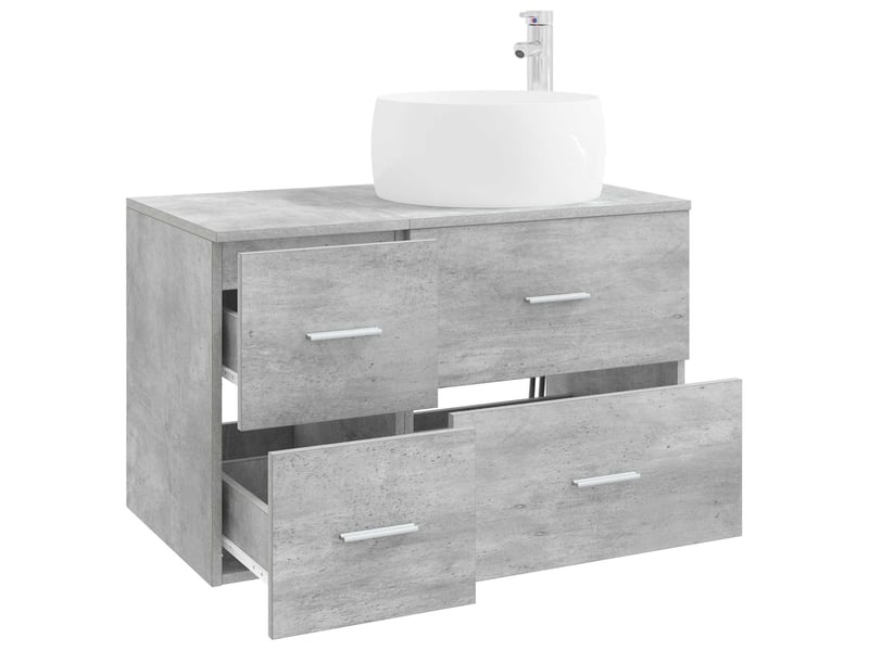  Ensemble de mobilier de salle de bain 2 pc gris béton cf64146  - Conforama C