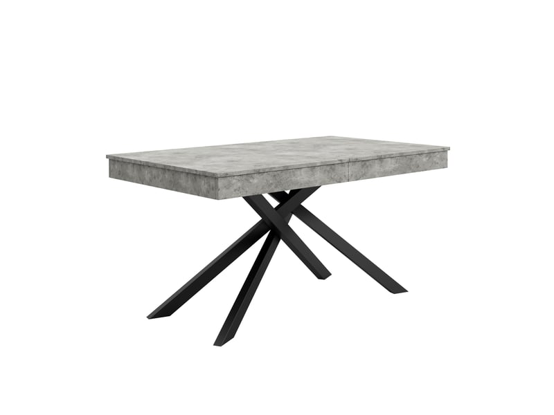  Table de salle à manger extensible 140 à 180 x 80 cm grise en mdf, pieds croisés en métal pour 6 à 8 personnes  - Conforama D
