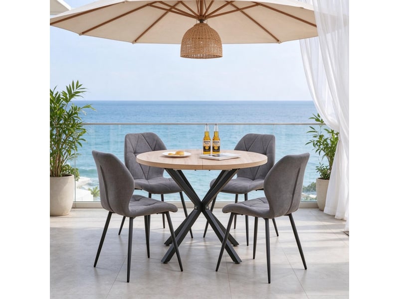  Chaise de salle à manger - chaises visiteurs, ensemble de 4 chaises modernes avec rembourrage moelleux, gris foncé  - Conforama C