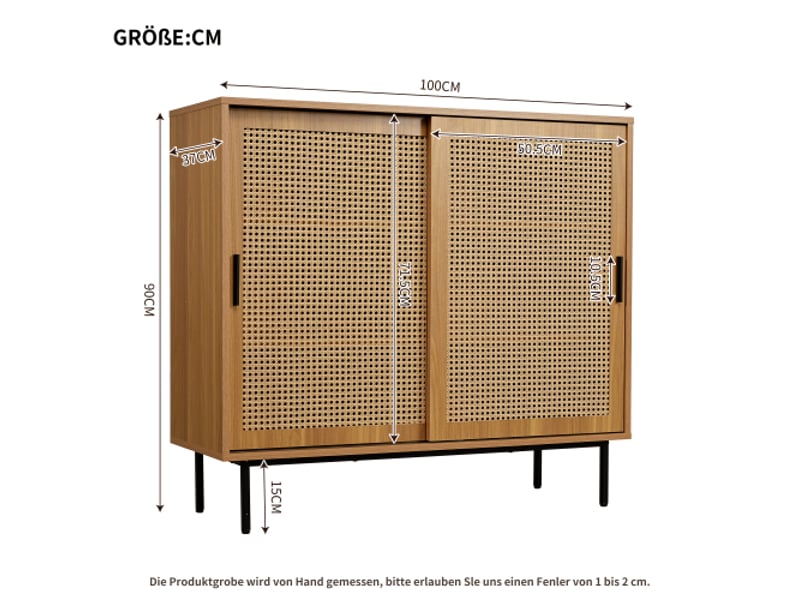 Armoire de cuisine, buffet de rangement avec 2 portes coulissantes, etagère réglable, armoire d'appoint salon, style rustique,100cm - Conforama D