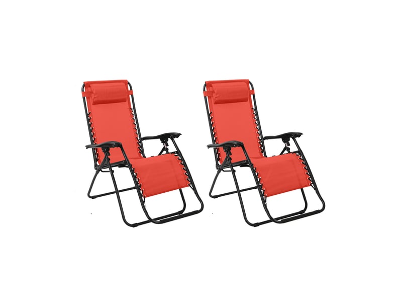  Lot de 2 fauteuils relax en textilène rouge -paralia  - Conforama B
