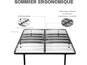 Sommier cadre à lattes 140x190 cm