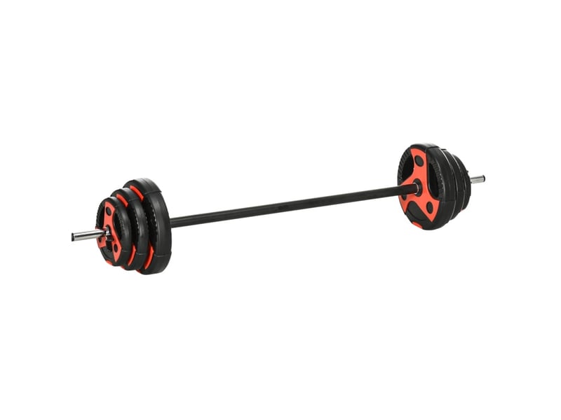  Set de barre d'haltérophilie 140x27x27 cm 20 kg antidérapant métal rouge et noir  - Conforama A