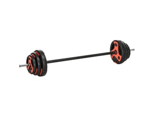 Set de barre d'haltérophilie 140x27x27 cm 20 kg antidérapant métal rouge et noir