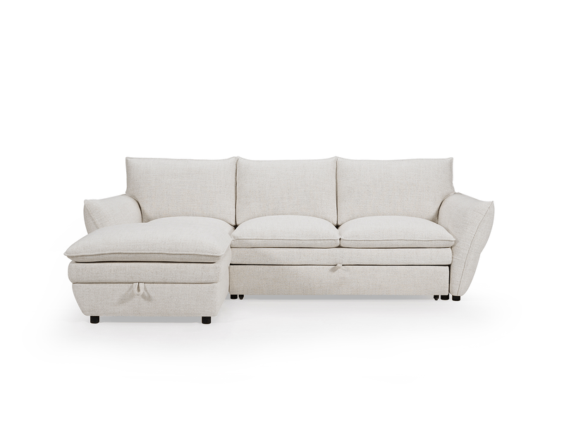  Canapé d'angle convertible avec coffre en tissu beige capucine - angle gauche SF772-M2-BEI - Conforama A