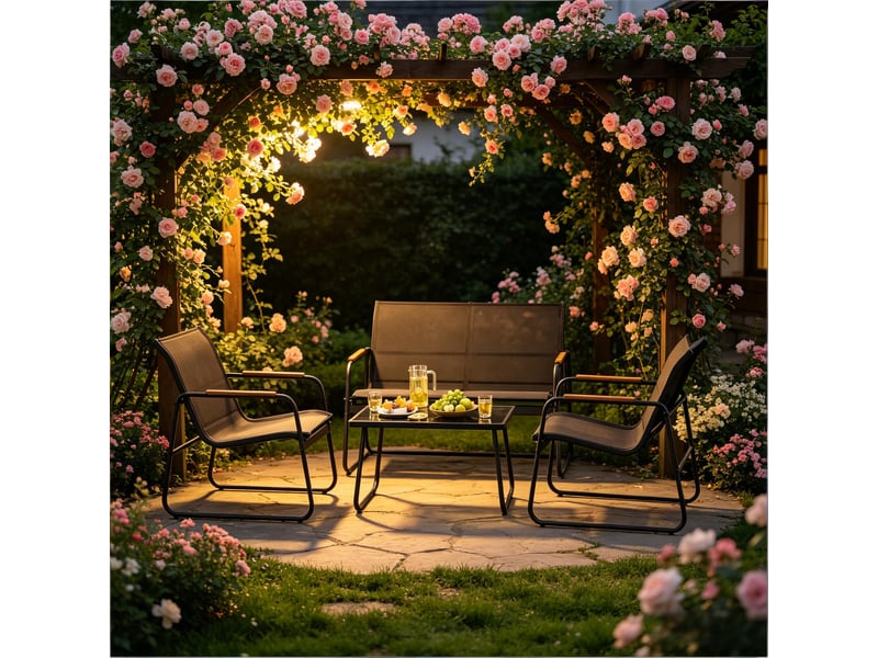 Ensemble de salon de jardin 4 pièces, mobilier de terrasse, extérieur et pelouse - Conforama E