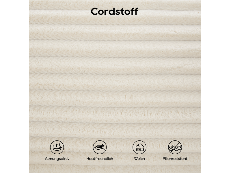  Canapé droit convertible 2 places en velours côtelé blanc, mousse à mémoire de forme, idéal pour petits espaces  - Conforama D