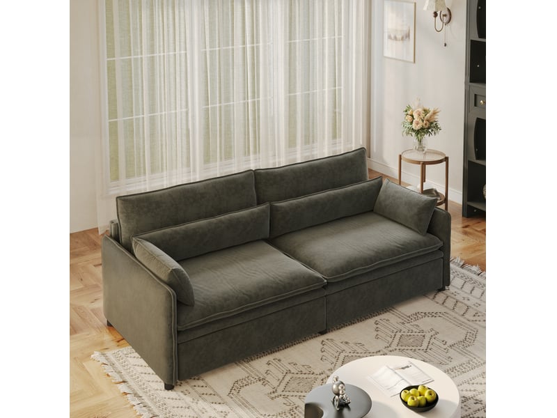 Canapé-lit 3 places 206x91x86 cm 3-en-1 avec rangement gris foncé - Conforama B