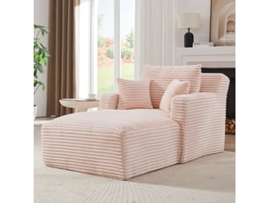 Chaiselongue 100x166x82 cm rose en velours côtelé, 1 place, sans montage pour salon, bureau ou appartement
