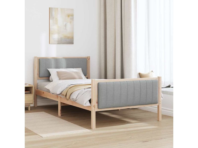  Lit simple- lit adulte -  cadre de lit avec tête de lit marron et gris clair 100 x 200 cm  - Conforama C