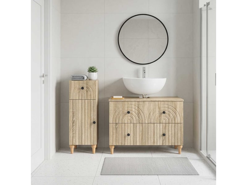  Ensemble de 2 meubles de salle de bain alkmaar chêne sonoma cf63051  - Conforama B