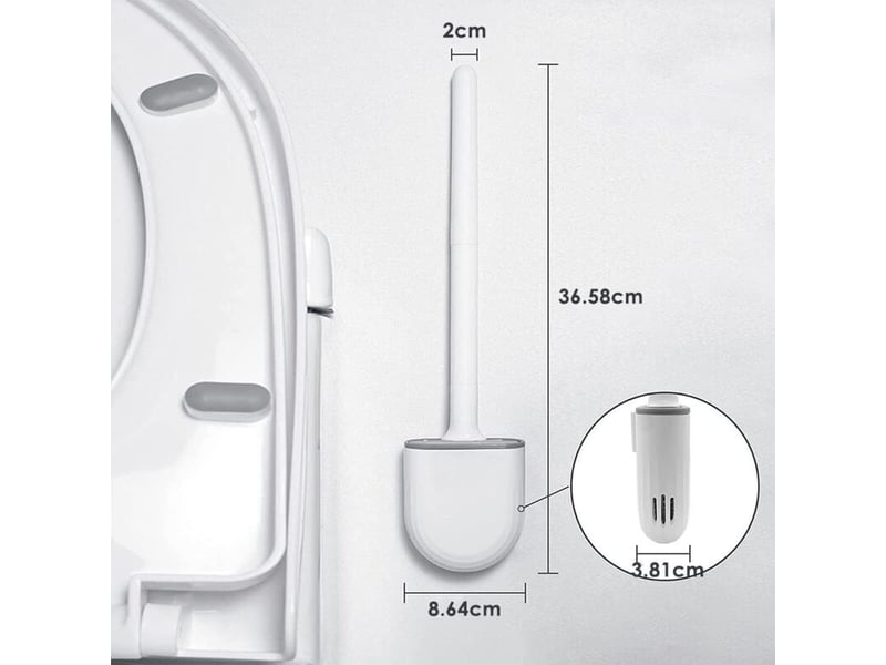 Brosse wc silicone avec poignée antidérapante | poils doux nettoyage rapide | support inclus - lot de 2 - Conforama C
