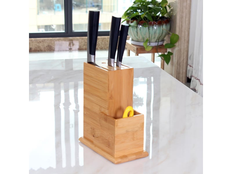  Rangement cuisine,porte-couteaux multifonctionnel en bambou, droit et fabriqué en matériau naturel  - Conforama E