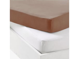 Drap housse 2 lots jersey coton blanc brun 60 x 120 cm ajustable