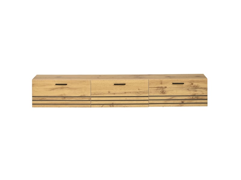  Meuble tv mural avec 3 tiroirs 160x30x25,5 cm coloris bois naturel  - Conforama E