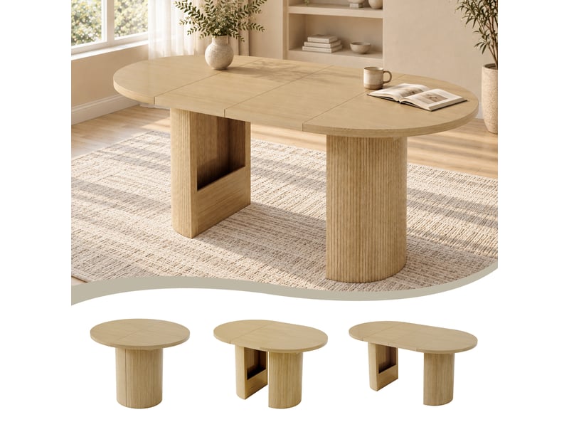  Table à manger extensible 90125160 x 90 cm, 4-8 personnes, chêne, mdf  - Conforama C