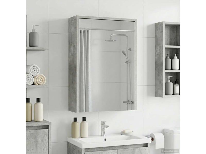  Armoire miroir de salle de bain, cabinet de salle de bain gris béton 43 x 16 x 62.5 cm cf65159  - Conforama B