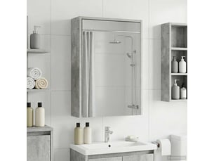 Armoire miroir de salle de bain, cabinet de salle de bain gris béton 43 x 16 x 62.5 cm cf65159
