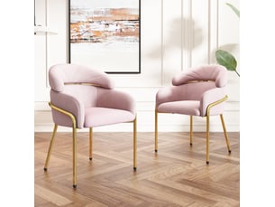 Chaise de salle à manger avec confort ergonomique et structure stable, style moderne, en velours, rose
