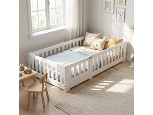 Lit simple 90x190 cm <strong>Lonelyo</strong>  <strong></strong> coloris blanc