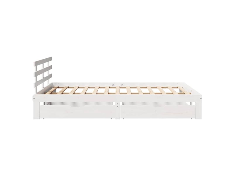  Lit double- lit adulte -  cadre de lit avec tiroirs sans matelas blanc 160x200 cm  - Conforama D