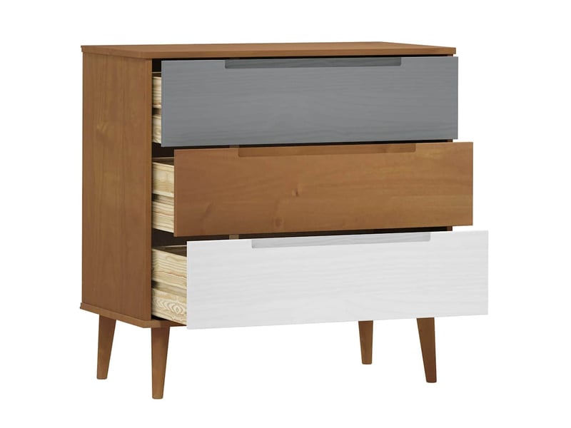  Commode chambre adulte, armoire à tiroirs molde marron 80x40x80 cm bois de pin solide  - Conforama E