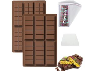 Ensemble de deux ustensiles de pâtisserie résistants à la chaleur moules à chocolat en silicone alimentaire 2 moules + 100 sachets opp + 1 raclette