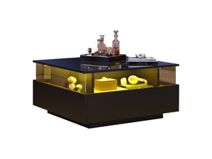 Table basse carré(e) coloris noir <strong>KORFEE</strong> <strong></strong> - 70 cmx70 cm